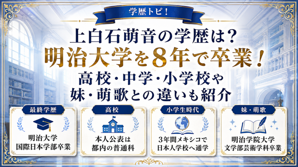 上白石萌音の学歴は？明治大学を8年で卒業！高校・中学・小学校や妹・萌歌との違いも紹介の記事のアイキャッチ画像