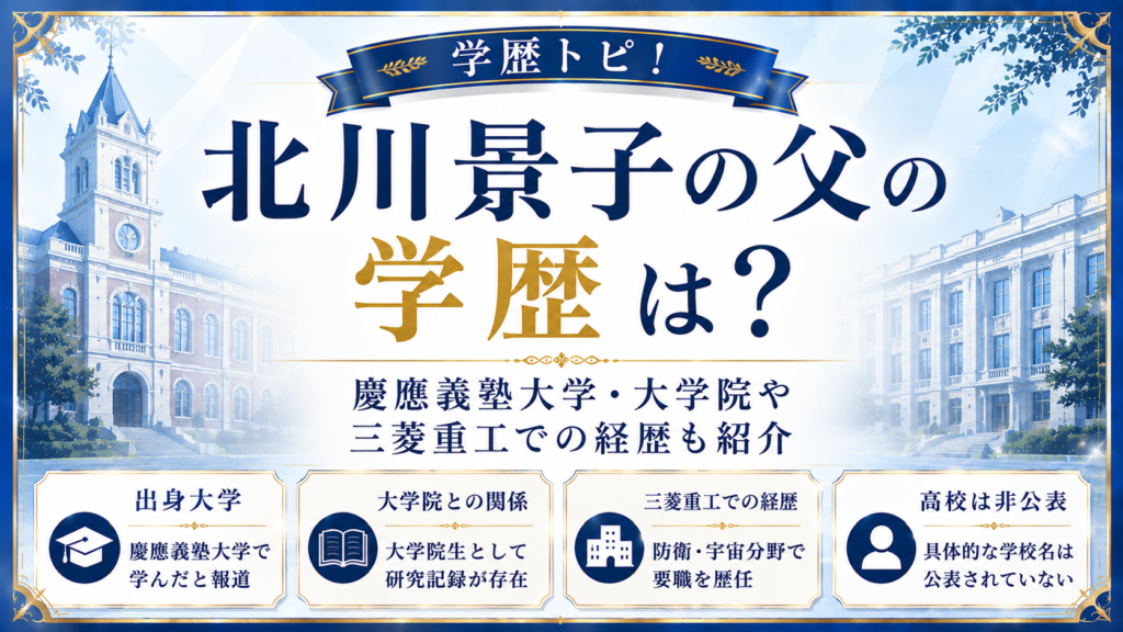 北川景子の父の学歴は？慶應義塾大学・大学院や三菱重工での経歴も紹介の記事のアイキャッチ画像