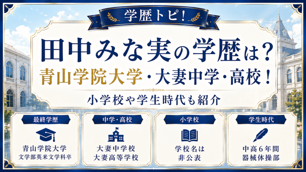 田中みな実の学歴は？青山学院大学・大妻中学・高校！小学校や学生時代も紹介の記事のアイキャッチ画像